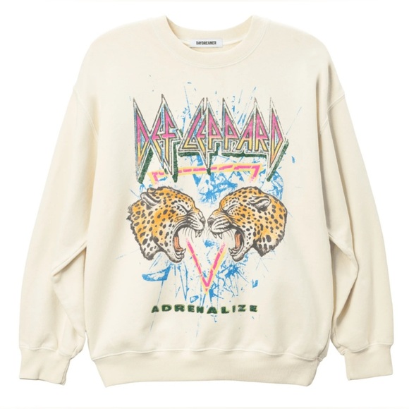 DAYDREAMER def leppard adrenalize bf crew sweatshirt stone vintage small - Picture 3 of 8